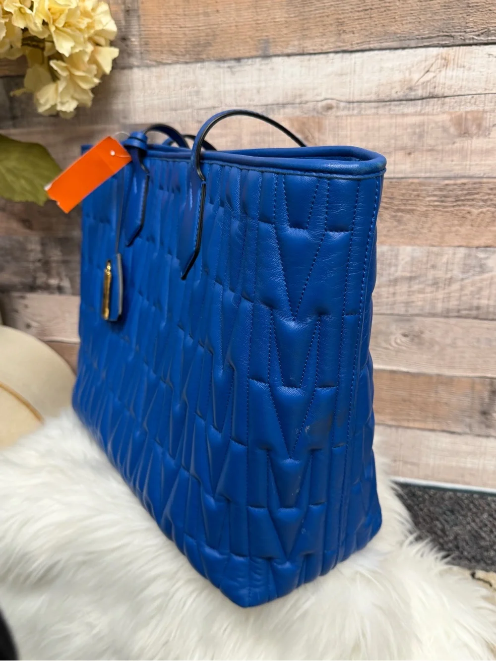 Moschino Milano Electric Blue Quilted M Large Tote